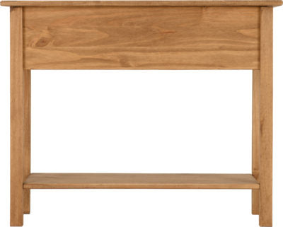 Corona 2 Drawer Console Table With Shelf Distressed Waxed Pine