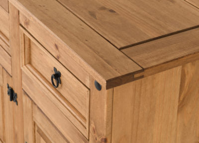 Corona 3 Door 3 Drawer Sideboard Distressed Waxed Pine
