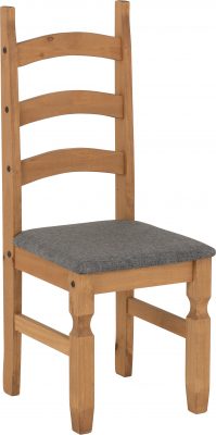 Corona Chair (Box of 2) Distressed Waxed Pine/Grey Fabric