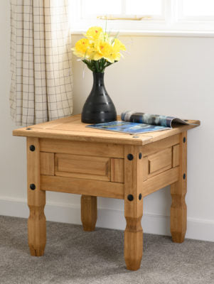 Corona Lamp Table Distressed Waxed Pine