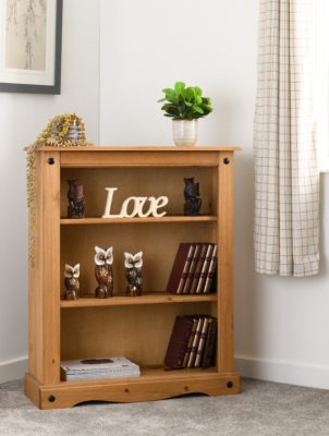 Corona Low Bookcase Distressed Waxed Pine