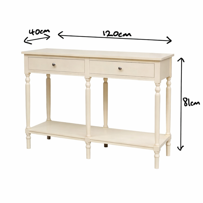 Willow Two Drawer Console Table – Soft Ivory