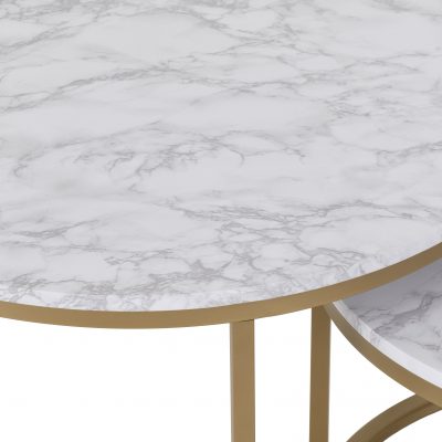 Dallas Round Coffee Table Set Marble/Gold Effect