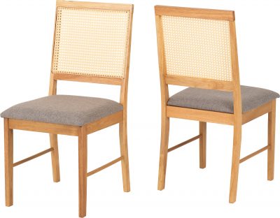 Ellis Chair (Box of 2) Oak Effect/Grey Fabric