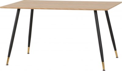 Hamilton Medium Dining Set with Quebec Chairs Medium Oak Effect/Black/Brown Faux Leather