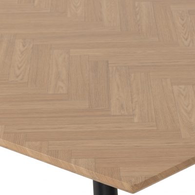Hamilton Medium Dining Set with Quebec Chairs Medium Oak Effect/Black/Brown Faux Leather