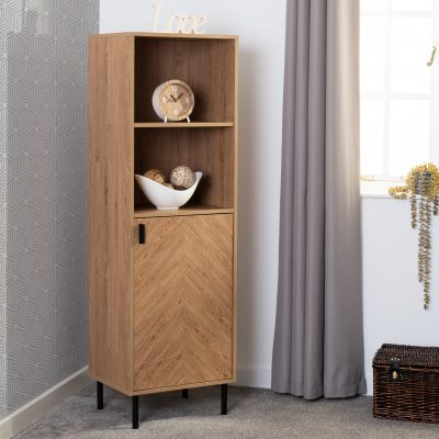 Leon 1 Door 2 Shelf Cabinet Medium Oak Effect