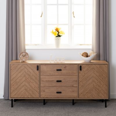 Leon 2 Door 3 Drawer Sideboard Medium Oak Effect