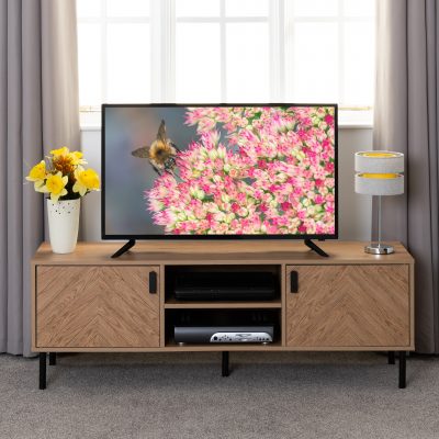 Leon 2 Door TV Unit Medium Oak Effect