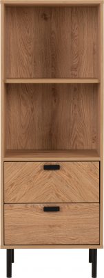 Leon 2 Drawer 2 Shelf Cabinet Medium Oak Effect