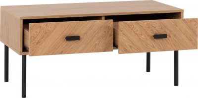 Leon 2 Drawer Coffee Table Medium Oak Effect