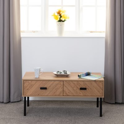 Leon 2 Drawer Coffee Table Medium Oak Effect