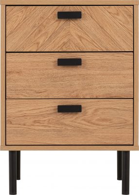 Leon 3 Drawer Bedside Medium Oak Effect