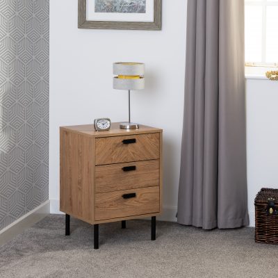 Leon 3 Drawer Bedside Medium Oak Effect