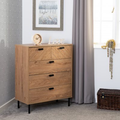 Leon 3+2 Drawer Chest Medium Oak Effect