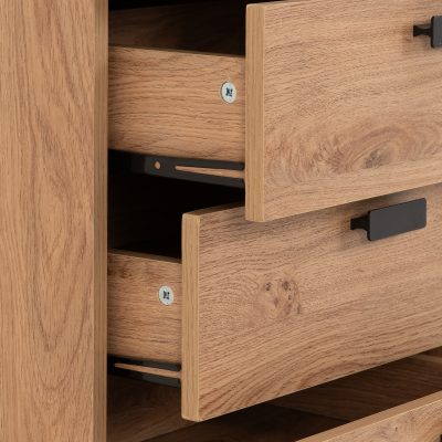 Leon 5 Drawer Narrow Chest Medium Oak Effect