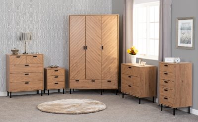 Leon 3 Drawer Bedside Medium Oak Effect