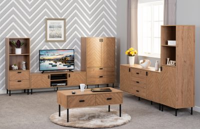 Leon 2 Drawer Coffee Table Medium Oak Effect