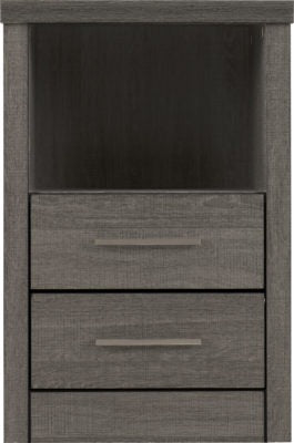 Lisbon 2 Drawer 1 Shelf Bedside Cabinet Black Wood Grain