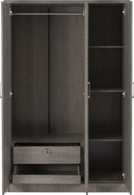 Lisbon 3 Door Wardrobe Black Wood Grain