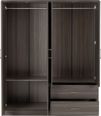 Lisbon 4 Door Wardrobe Black Wood Grain