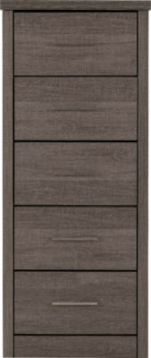 Lisbon 5 Drawer Narrow Chest Black Wood Grain