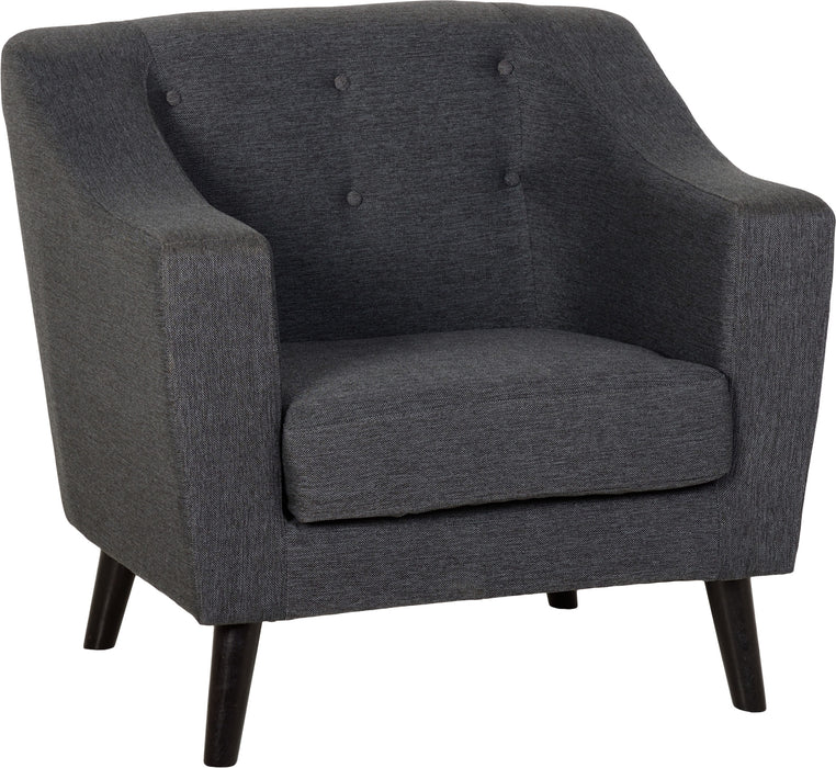 Ashley 1 Seater Sofa in Dark Grey Fabric