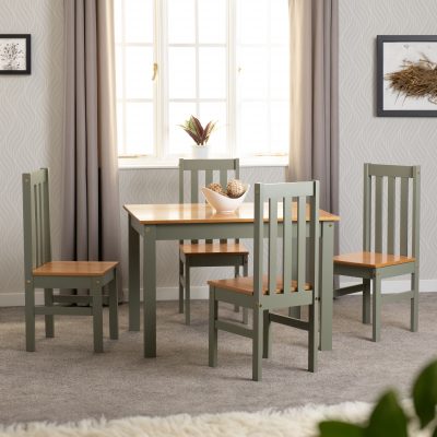 Ludlow 1+4 Dining Set Green/Oak Lacquer