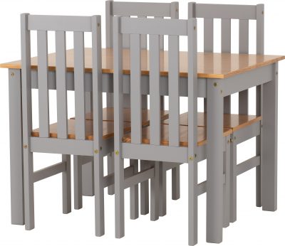 Ludlow 1+4 Dining Set Grey Slate/Oak Lacquer