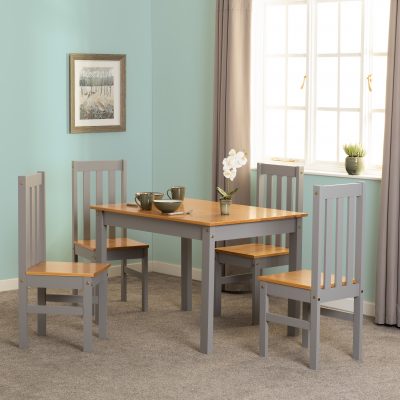 Ludlow 1+4 Dining Set Grey Slate/Oak Lacquer