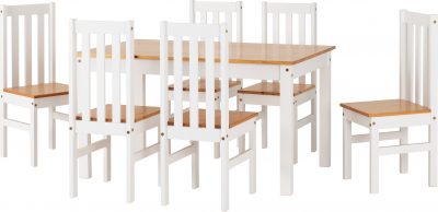 Ludlow 1+6 Dining Set White/Oak Lacquer