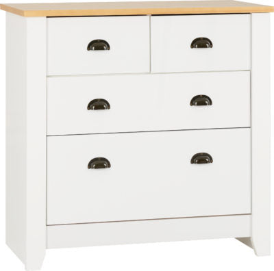 Ludlow 2+2 Drawer Chest White/Oak Lacquer