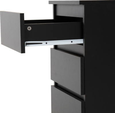 Malvern 3 Drawer Bedside Black