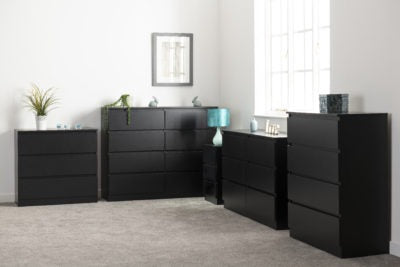 Malvern 3 Drawer Bedside Black