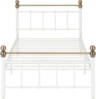 Marlborough 3' Bed White/Antique Brass