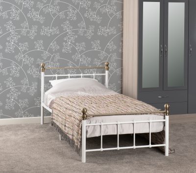 Marlborough 3' Bed White/Antique Brass