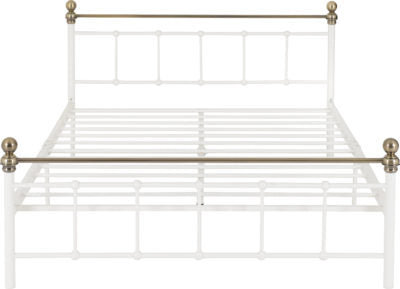 Marlborough 4'6" Bed White/Antique Brass