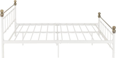 Marlborough 4'6" Bed White/Antique Brass