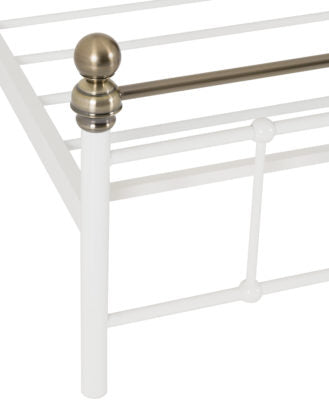 Marlborough 4'6" Bed White/Antique Brass