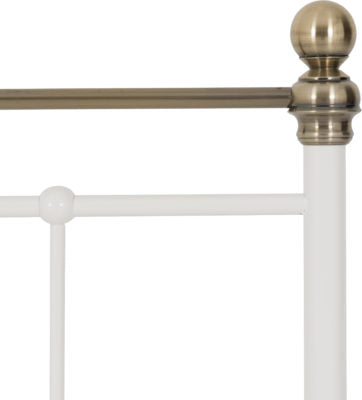 Marlborough 4'6" Bed White/Antique Brass