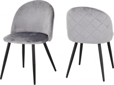 Marlow Dining Set Black Marble Effect/Black/Grey Velvet