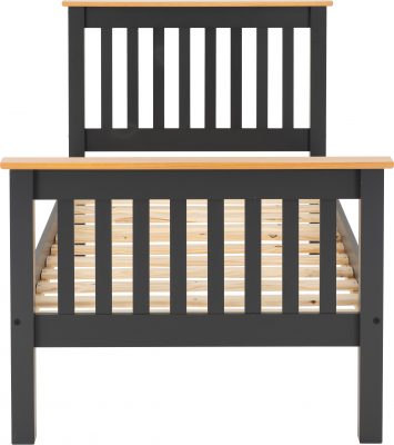 Monaco 3' Bed High Foot End Dark Grey/Oak Effect