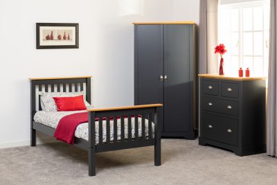 Monaco 3' Bed High Foot End Dark Grey/Oak Effect