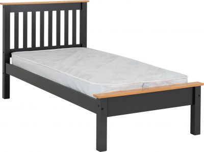 Monaco 3' Bed Low Foot End Dark Grey/Oak Effect