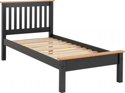 Monaco 3' Bed Low Foot End Dark Grey/Oak Effect