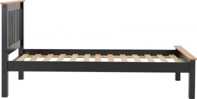 Monaco 3' Bed Low Foot End Dark Grey/Oak Effect