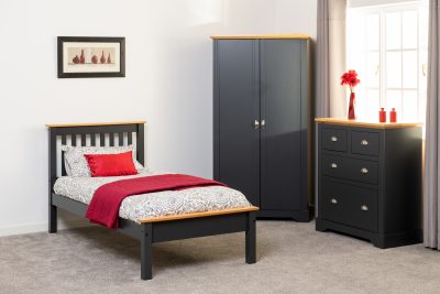 Monaco 3' Bed Low Foot End Dark Grey/Oak Effect