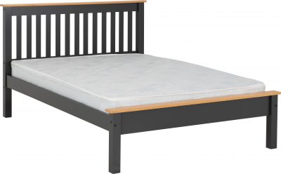 Monaco 4' Bed Low Foot End Dark Grey/Oak Effect