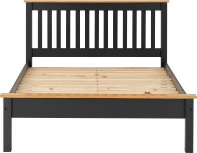 Monaco 4' Bed Low Foot End Dark Grey/Oak Effect