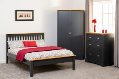 Monaco 4' Bed Low Foot End Dark Grey/Oak Effect